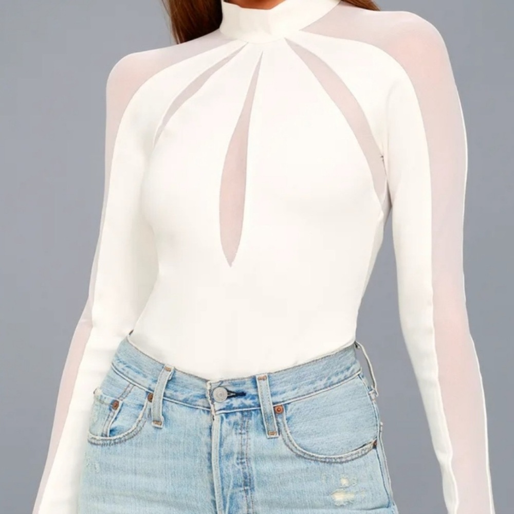 Free People White Sheer Panel Top